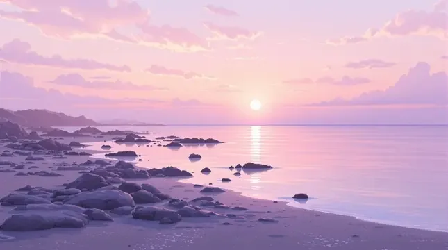 海边粉色日落